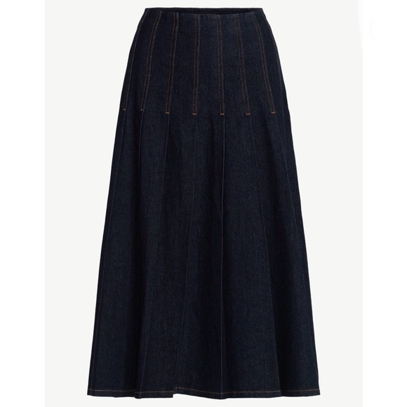 Women's Stitch Pleated Denim Maxi Skirt Size 8 - Picture 4 of 8